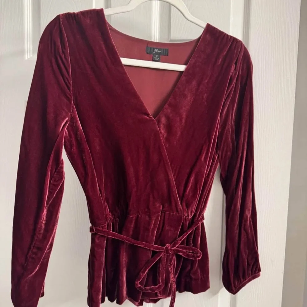 J. Crew faux wrap blouse in drapery velvet - Picture 2 of 4